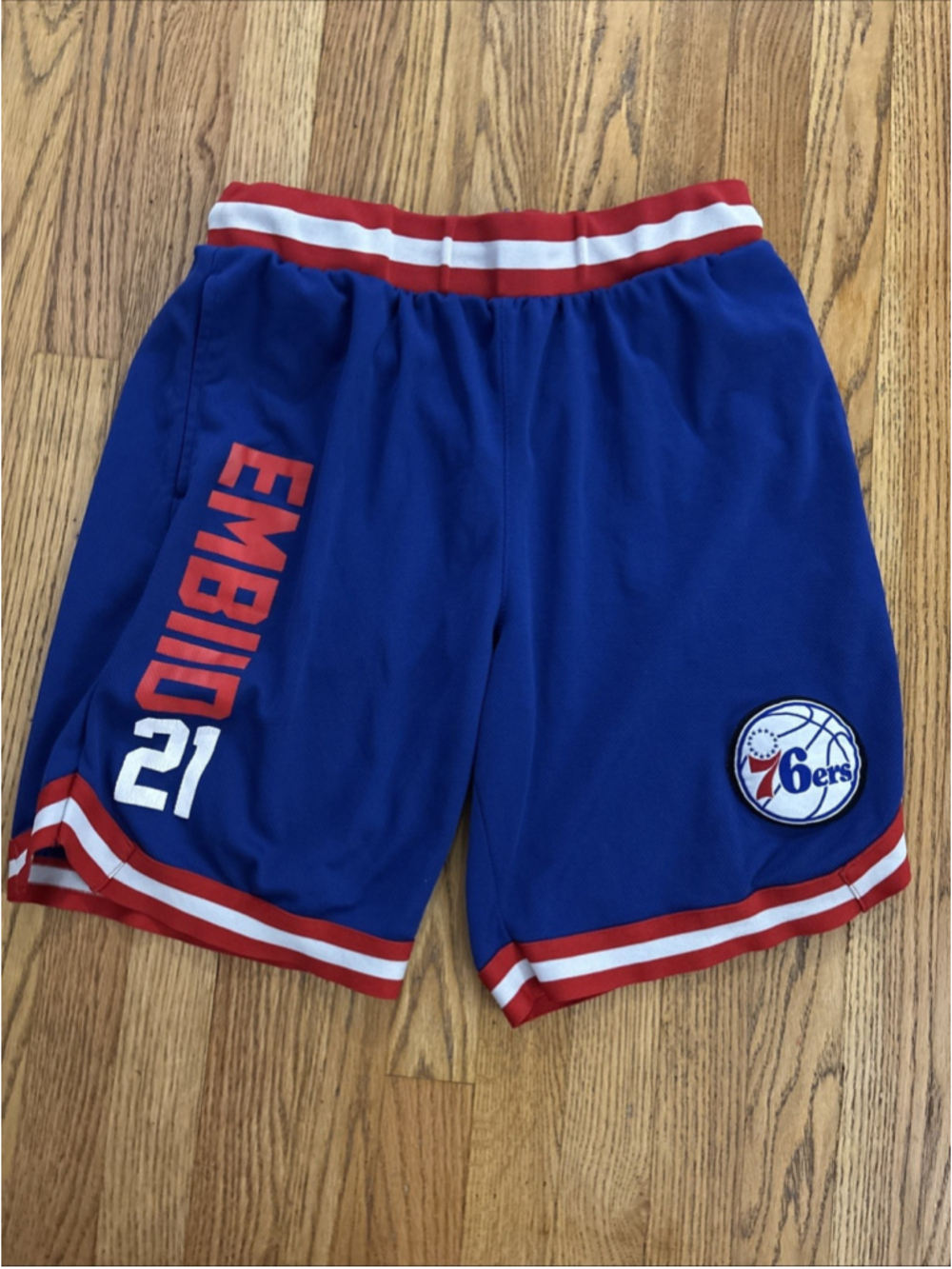 Philadelphia 76ers NBA JOEL EMBIID #21 Blue Basketball Shorts Adult Large